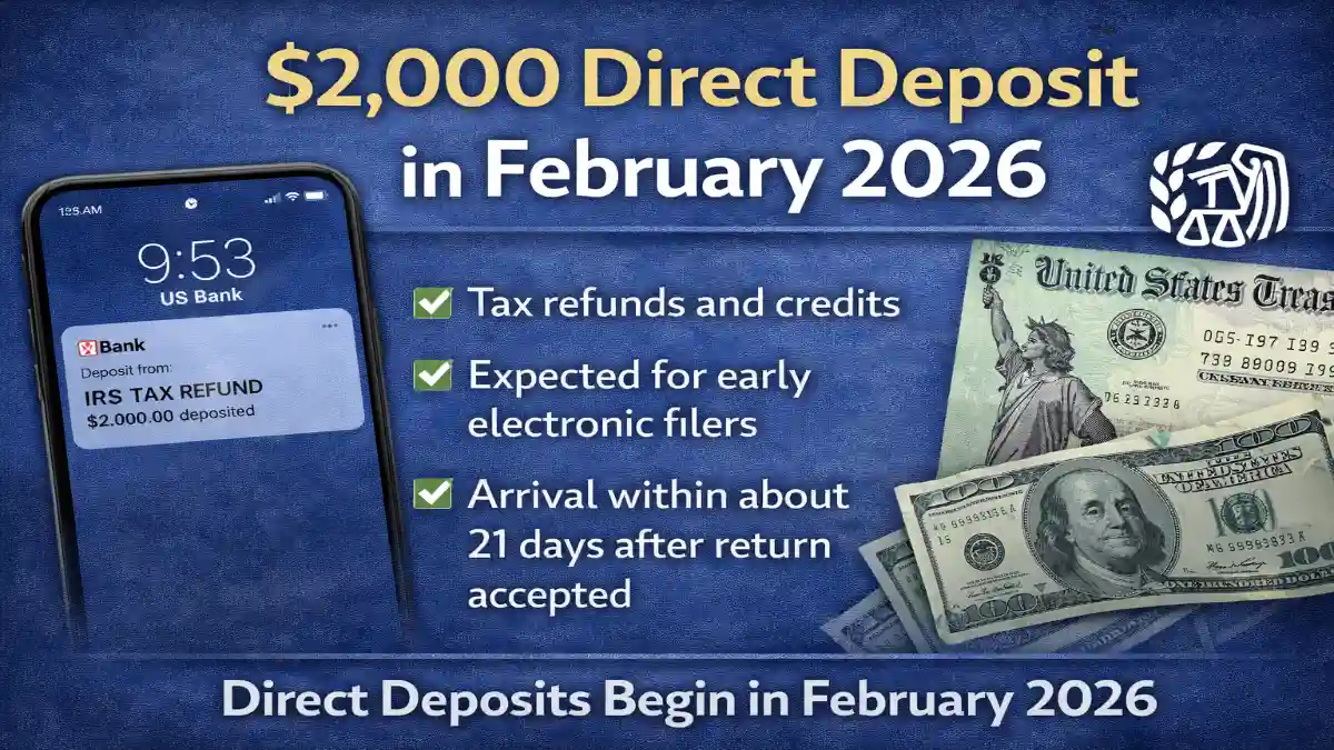 $2,000 Direct Deposit February 2026, IRS Direct Deposit Update, Tax Refund February 2026, Federal Payment News USA, IRS Refund Timeline 2026, EITC Refund 2026, Child Tax Credit Refund 2026